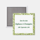 Aimant Mariage vert et blanc tropical Sauvez la date (Recto/Verso)