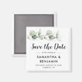 Aimant Mariage vert Eucalyptus Enregistrer la date (Recto/Verso)
