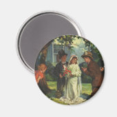 Aimant Mariage Vintage, Enfants jouant les mariés (Recto/Verso)