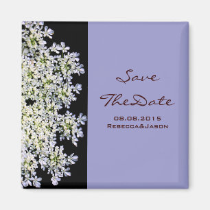 Aimant mariage vintage floral violet save the date