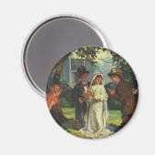 Aimant Mariage vintage, les enfants font semblant Mariée  (Recto/Verso)