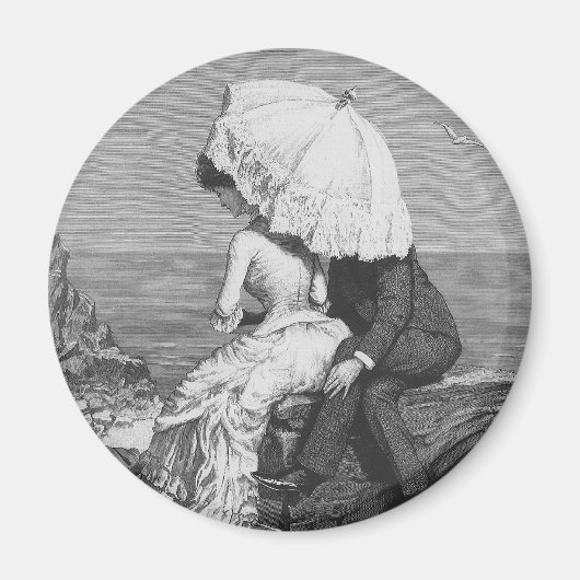 Aimant Mariage vintage, les mariés de la plage (Devant)