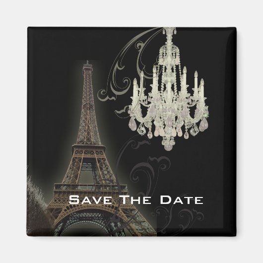 Aimant Mariage vintage Paris Tour Eiffel (Devant)