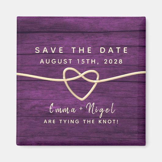 Aimant Mariage Violet Enregistrer La Date Invitation (Devant)