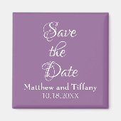 Aimant Mariage violet et blanc Enregistrer la date (Devant)