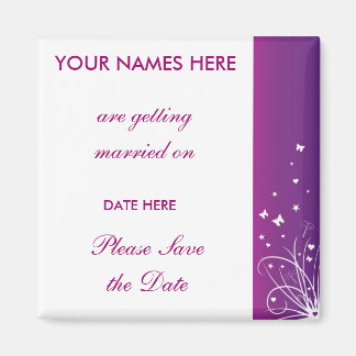 Aimant Mariage violet et blanc Enregistrer l'aimant de da