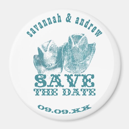 Aimant Mariages Vintage Occidentaux Aquamarine (Devant)