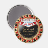 Aimant Marié à Las Vegas - Merci - Rouge (Recto/Verso)
