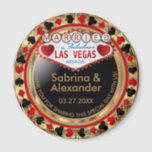 Aimant Marié à Las Vegas - Merci - Rouge<br><div class="desc">Magnet style casino. Marié à Las Vegas merci d'avoir partagé cette journée spéciale avec nous dans un design rouge, or et noir profond. Faites une grande fête pour garder l'amour pour l'invité d'honneur ou votre invité. Plus de couleurs sont disponibles. Remarque : Toutes les zones de modèle n'ont pas besoin...</div>