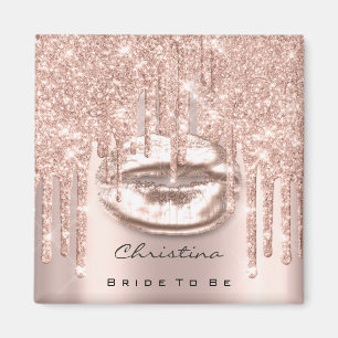 Aimant Mariée à être Fête des mariées Kiss Lips Rose Part