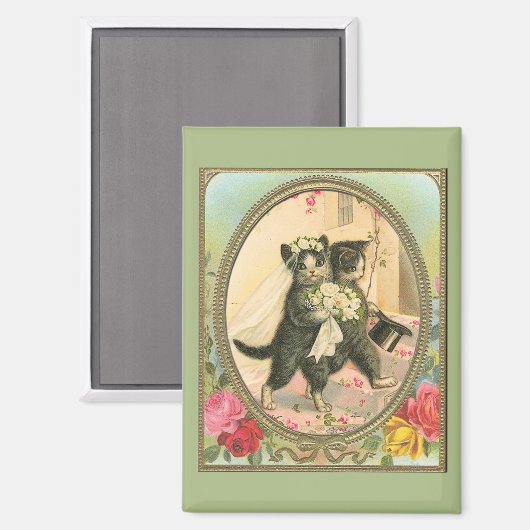 Aimant Mariée de chat et mariage de chambre (Recto/Verso)