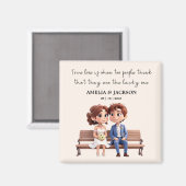 Aimant Mariée et Groom Love Cite Faveurs de mariage (Recto/Verso)