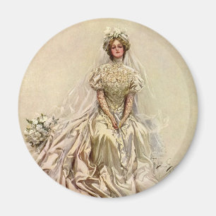 Aimant Mariée victorienne vintage, portrait de mariage an