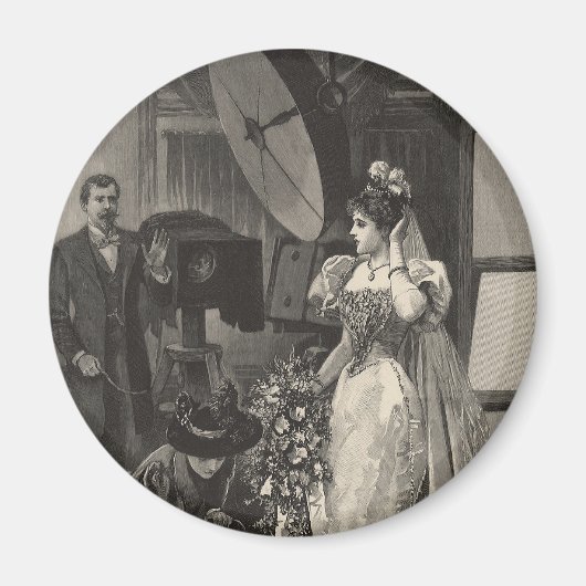 Aimant Mariée Vintage, Portrait de Mariée avec Photograph (Devant)