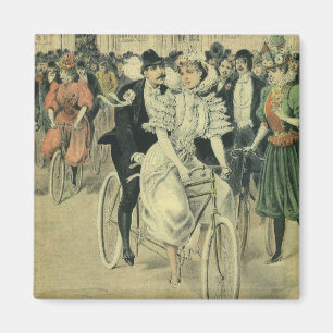 Aimant Mariés à vélo de mariage victorien