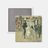 Aimant Mariés de mariage victorien sur bicyclette de jeun (Recto/Verso)