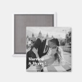 Aimant Mariés & Joyeux | Élégant Mariage Noir & Blanc (Recto/Verso)