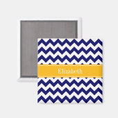 Aimant Marine Blanc Chevron ZigZag Goldenrod Nom Monogram (Recto/Verso)