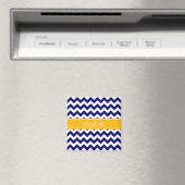 Aimant Marine Blanc Chevron ZigZag Goldenrod Nom Monogram (In Situ (Lave-vaisselle))