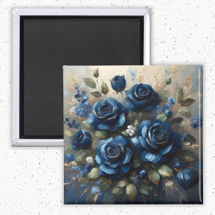 Aimant Marine Bleu Rose or doré Art impressionniste