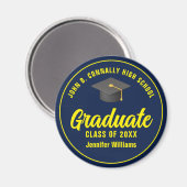 Aimant Marine Blue Jaune Graduate Custom Party (Recto/Verso)