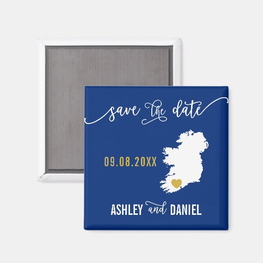 Aimant Marine Irlande Mariage Enregistrer la date Carte i (Recto/Verso)