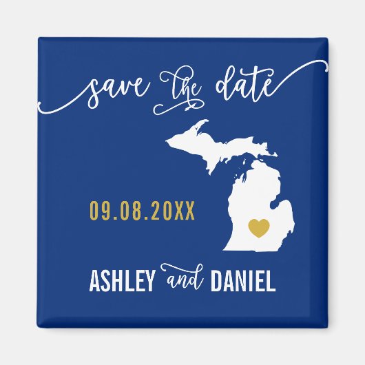 Aimant Marine Michigan Mariage Enregistrer la carte de la (Devant)
