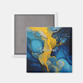 Aimant Marine personnalisée et Gold Alcool Ink Fluid Art (Recto/Verso)