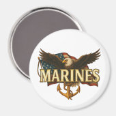 Aimant Marines avec aigle et drapeau (Recto/Verso)