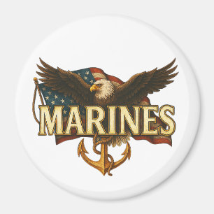 Aimant Marines avec aigle et drapeau