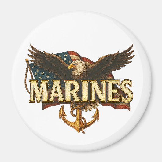 Aimant Marines avec aigle et drapeau (Devant)