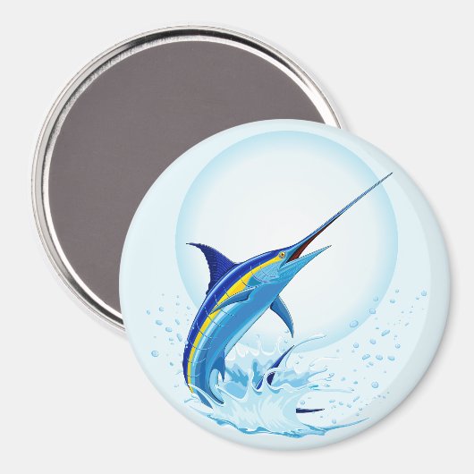 Aimant Marlin Bleu Jaillissant de l'Océan (Recto/Verso)