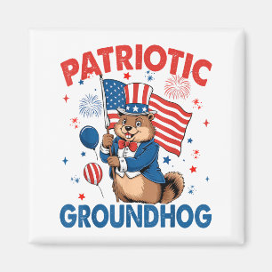 Aimant Marmotte patriotique Drapeau américain 4 juillet