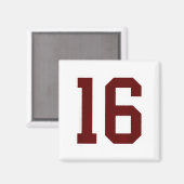 Aimant Maroon And White Number 16 Jersey Player Uniform # (Recto/Verso)