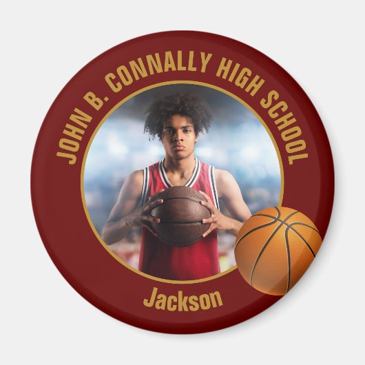 Aimant Maroon Gold Basketball Player Photo (Devant)