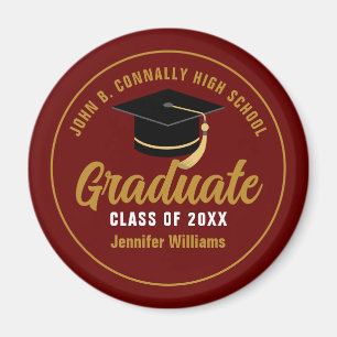 Aimant Maroon Gold Graduate Custom 2025 Graduation