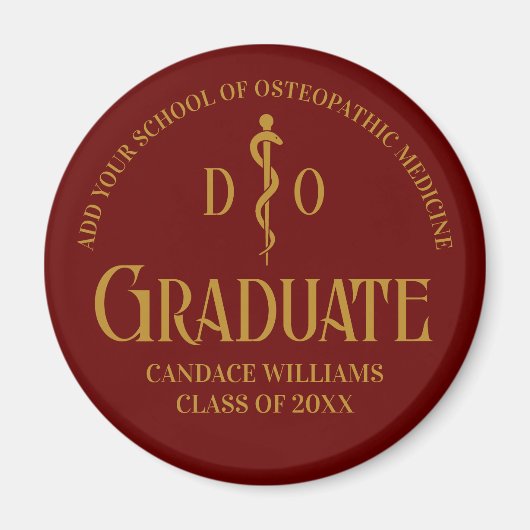 Aimant Maroon Osteopathic Médicale School Graduation Part (Devant)