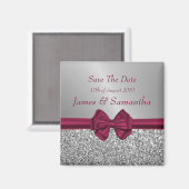 Aimant Maroon Satin Bow & Silver - Enregistrer La Date (Recto/Verso)