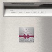 Aimant Maroon Satin Bow & Silver - Enregistrer La Date (In Situ (Lave-vaisselle))