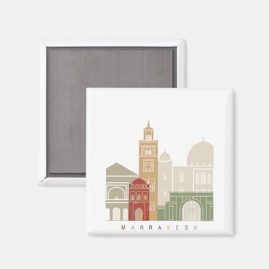 Aimant Marrakesh skyline poster (Recto/Verso)