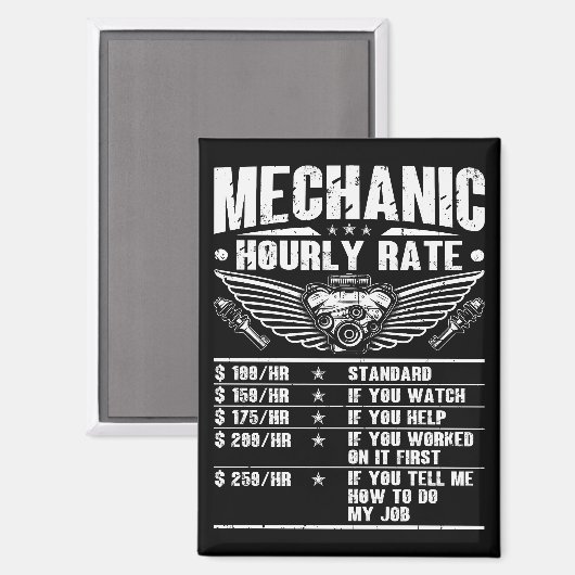 Aimant Marrant mécanicien taux horaire Auto voiture mécan (Recto/Verso)