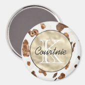 Aimant Marron Chocolat Crème Animal Gold Monogram (Recto/Verso)