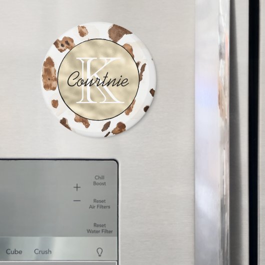 Aimant Marron Chocolat Crème Animal Gold Monogram (In situ (réfrigérateur))