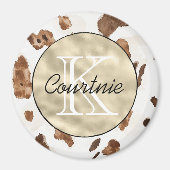 Aimant Marron Chocolat Crème Animal Gold Monogram (Devant)