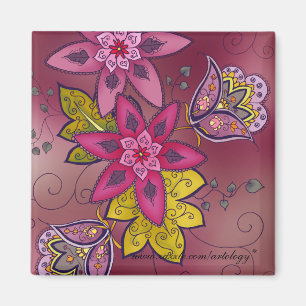 Aimant marron de tulipes (carré)