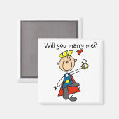 Aimant Marry Me Mariage Proposition Tshirts et cadeaux (Recto/Verso)