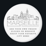 Aimant Marseille | Message de ville personnalisé ou Sloga<br><div class="desc">Un service d'aimant unique représentant la belle ville de Marseille,  France. Ce porte - clé présente une illustration stylisée de l'horizon unique de la ville avec son nom en dessous. Sous le nom de la ville se trouve un endroit pour votre slogan ou déclaration unique sur votre ville préférée.</div>
