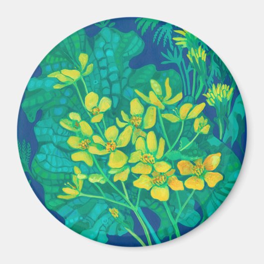 Aimant Marsh Marigold Fleurs sauvages d'été peinture flor (Devant)