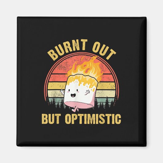 Aimant Marshmallow Mignon Optimiste Mais Épuisé Pour Camp (Devant)