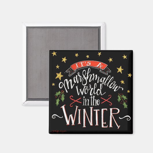 Aimant Marshmallow World Fun Chalkboard Festive (Recto/Verso)